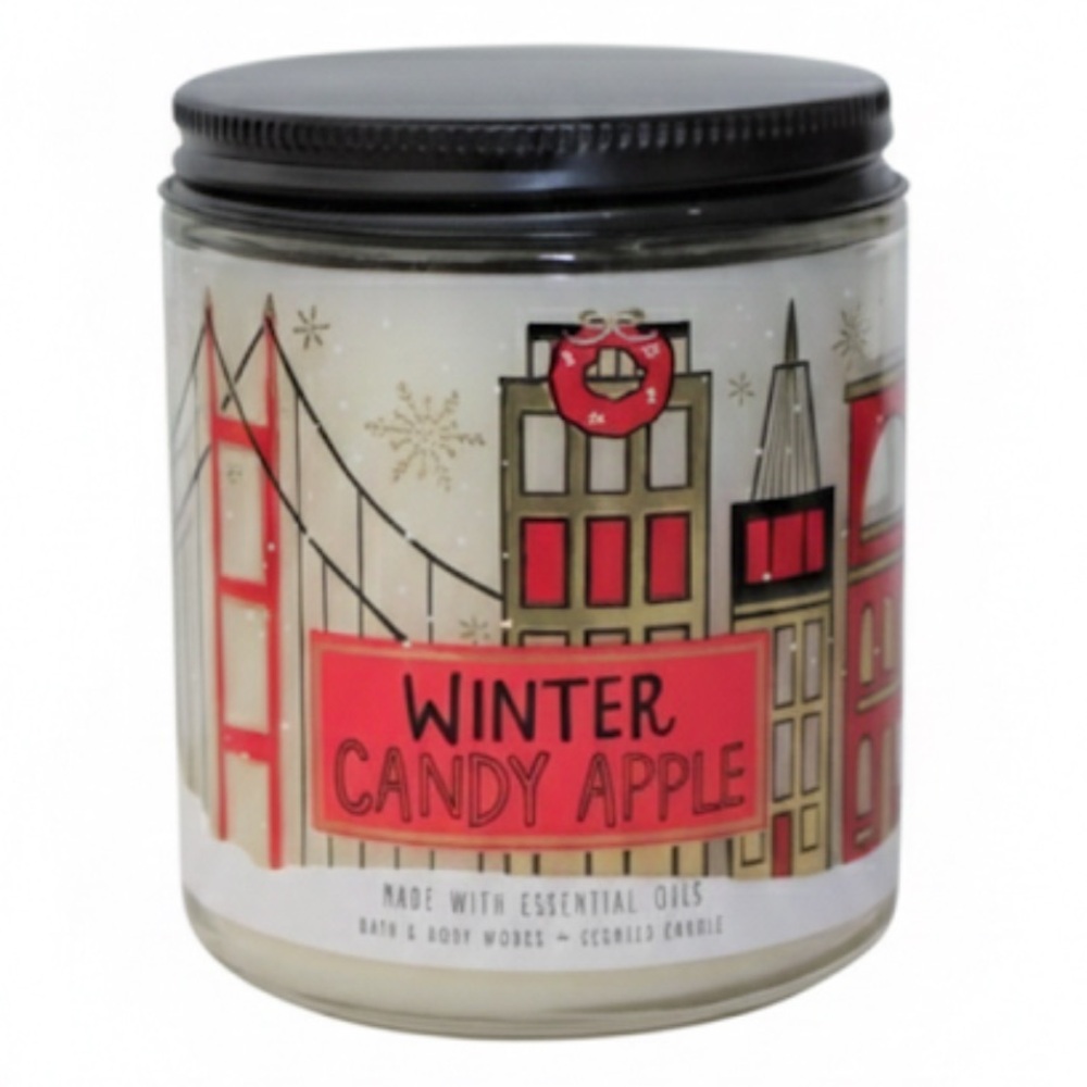 Bath & Body Works Winter Candy Apple Single Wick Candle 7oz Mason Jar NEW Rare